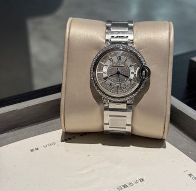 Ballon Bleu De Cartier 33mm White Gold Band Swiss Quartz Movement Watch